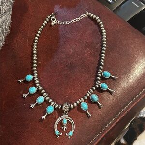 Turquoise Navajo-Inspired Beaded Statement Necklace - Unbranded